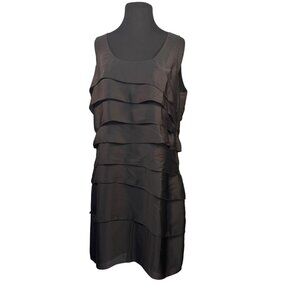 Michael Michael Kors Womens Size 14 Tiered Ruffle Black Sleeveless Dress